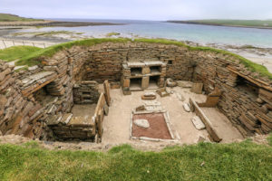 Stone hearth of the Ruins of Neolithic Skara Brae, a prehistoric village in the Orkney Islands, Scotland, UK - American Expeditioners http://americanexpeditioners.com/skara-brae/