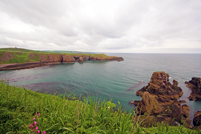 Ocean cliffs view from Ruins of Dunnottar Castle, Stonehaven, Scotland