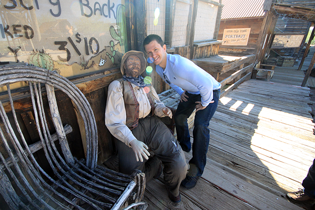 Cowboy doll statue, Goldfield Ghost Town, Apache Junction, Arizona, AZ