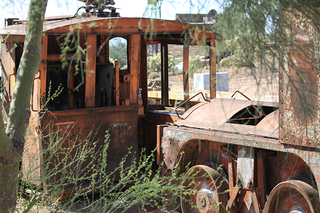 rusted mine train cart, Goldfield Ghost Town, Apache Junction, Arizona, AZ