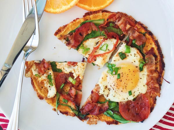 Paleo Bacon & Egg Breakfast Pizza