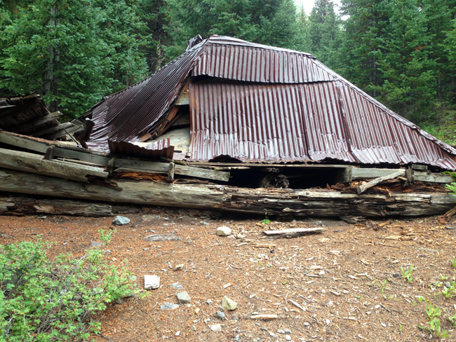 collapsed building, abandoned mining camp Sneffels Ghost Town, Ouray, Colarado, CO